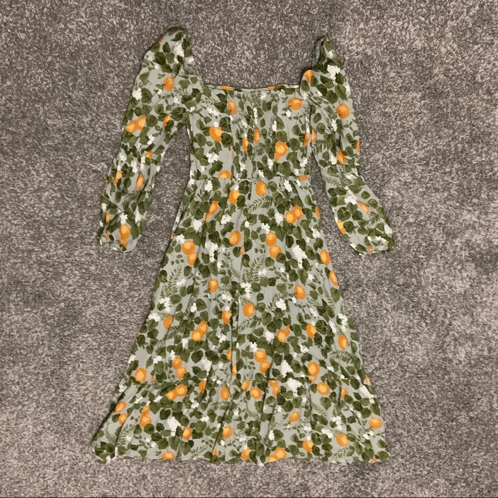 Reformation Mica Midi Dress Sz4 Orange Grove Green Long Sleeve Party Cocktail - Picture 7 of 13